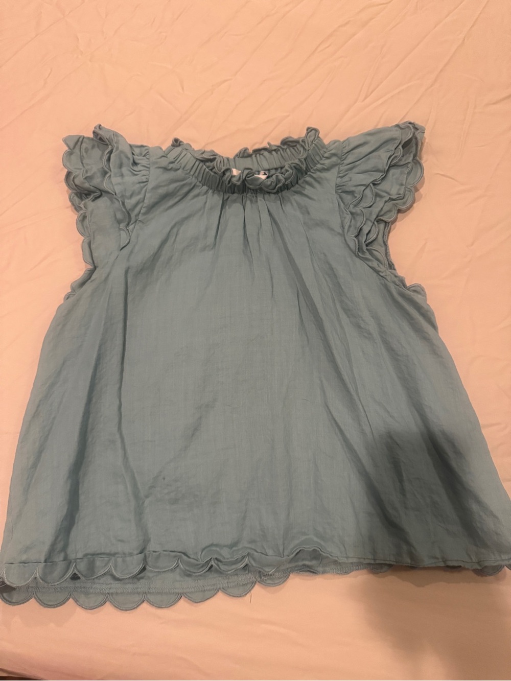 SEA NY green light teal Ruffle Sleeve Top